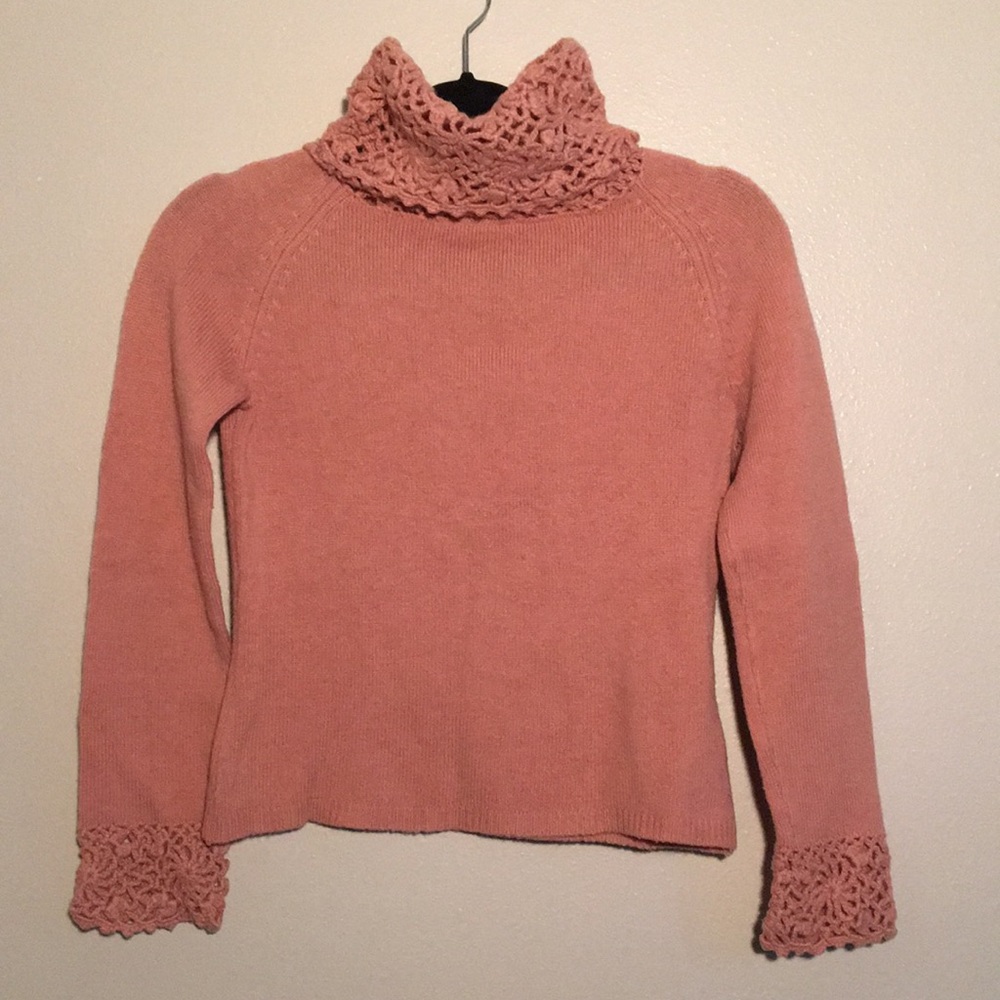 Turtleneck Wool Sweater with Knitted Bell Sleeve